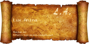 Lux Anina névjegykártya